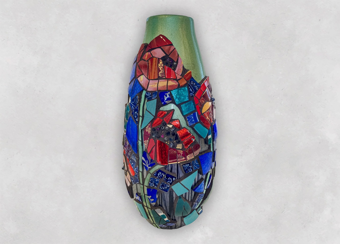 Green and Blue Poppy Vase