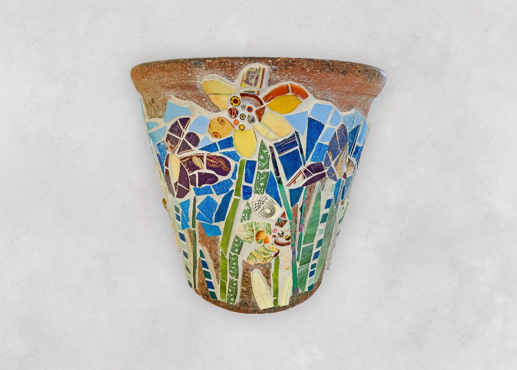 Irises and Daffs Spring Terracotta Pot