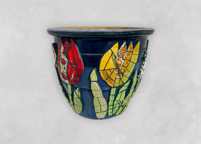 Spring Tulips Stone Pot